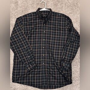 Jos. A. Bank Travelers men’s button down long sleeve shirt green plaid sz large